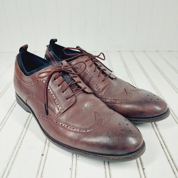 Cole Haan Holland Long Wing Brown Leather Lace Up Cordovan Oxfords M124 main image 11